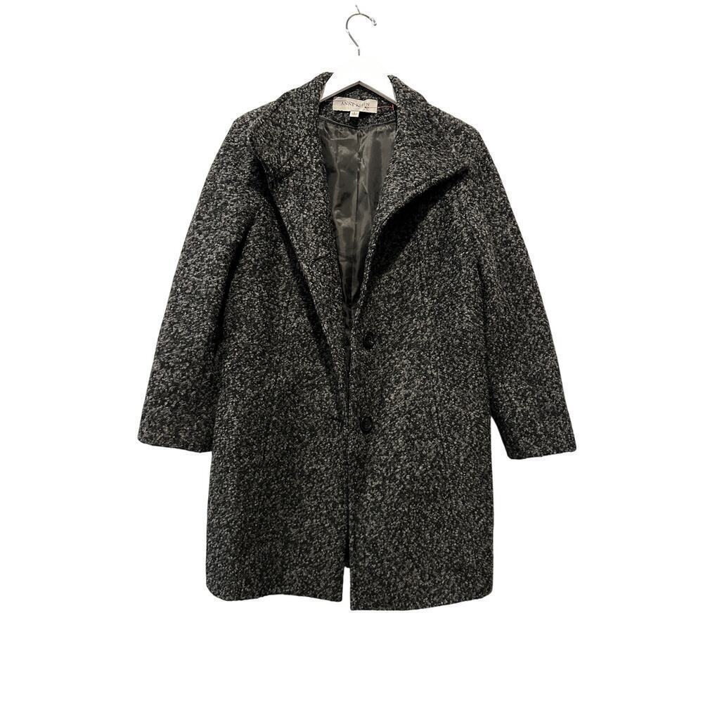 Anne Klein Large Oversized Wool Blend Layering Classic Gray Heathered Heavy Coat